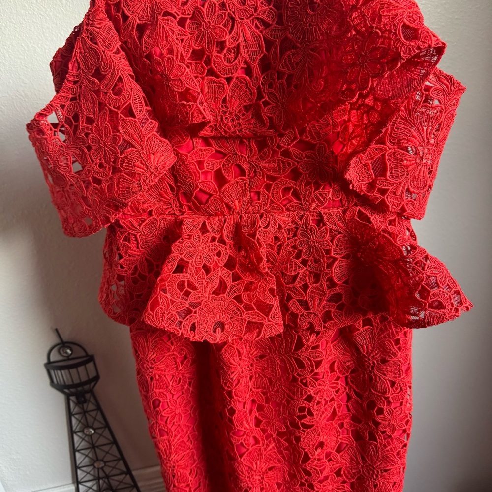 NWT Muse by Marchesa Amaryllis Lace Off-The-Shoulder Midi Dress Sz 14 - Picture 9 of 11